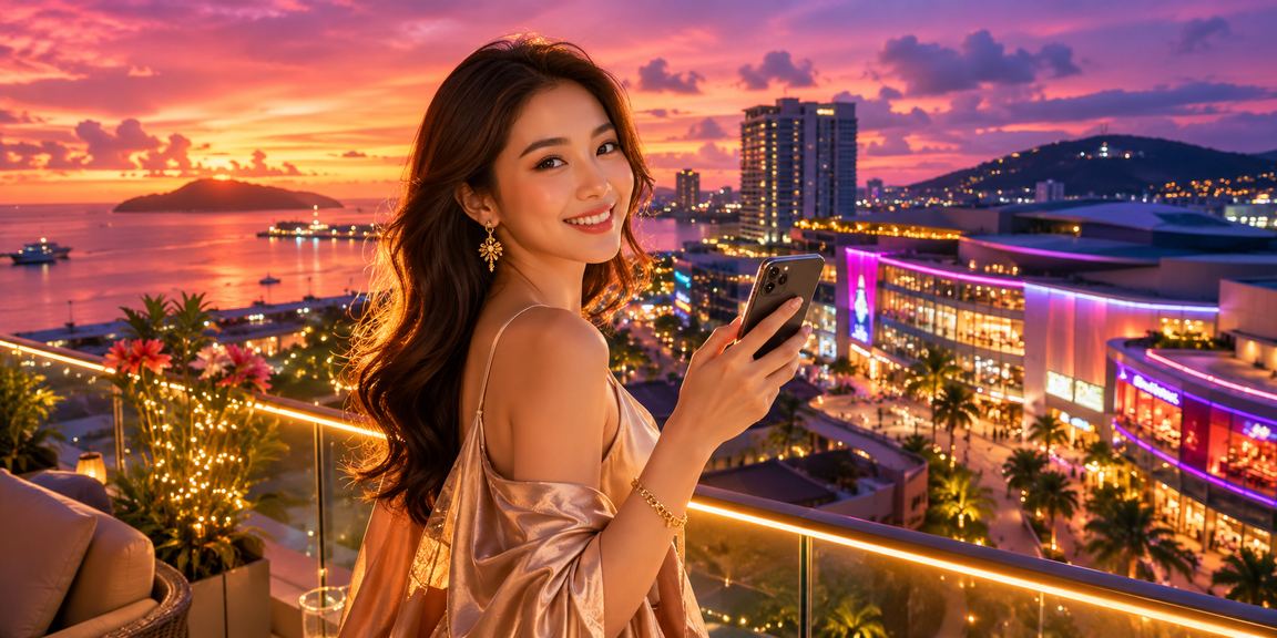 Pemain menggunakan mudah alih untuk bermain jackpot kasino di Kota Kinabalu